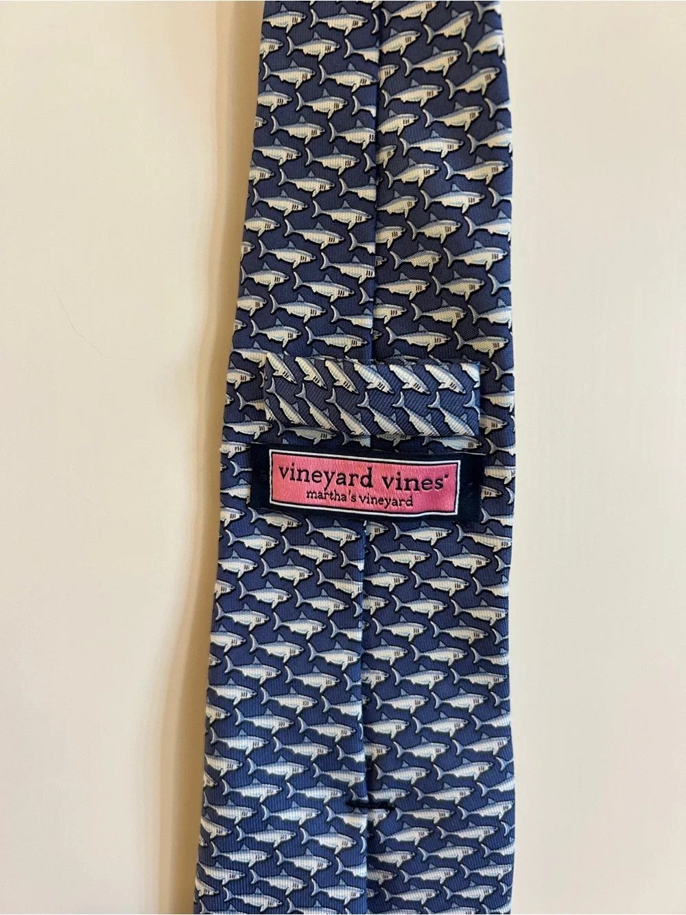 Vineyard Vines Navy and White Whale Motif Silk Tie
